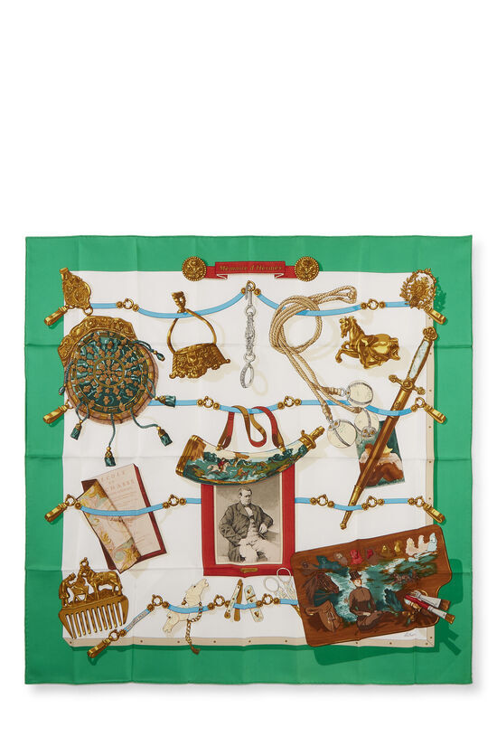 GREEN & MULTICOLOR 'MEMOIRE D'HERMES' SILK SCARF 90