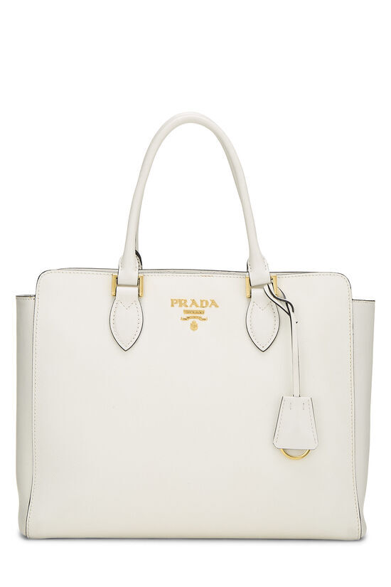 WHITE SAFFIANO CONVERTIBLE HANDBAG