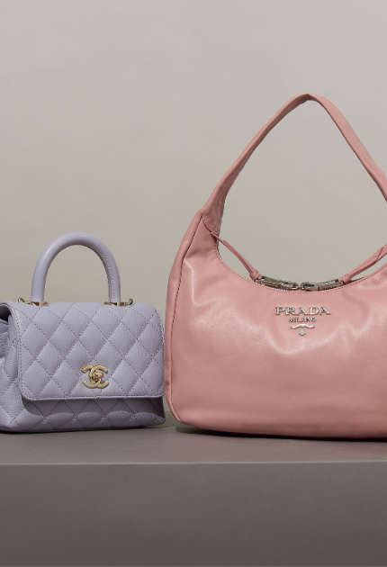 Spring Pastels featuring a lilac Chanel coco top handle, a pink Prada shoulder bag and a butter yellow Dior caro crossbody