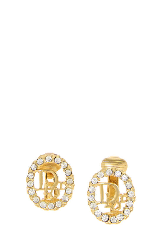 DIOR Gold & Crystal Logo Earrings