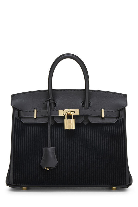 HERMÈS Black Swift Côte à Côte Tuffetage Birkin 25