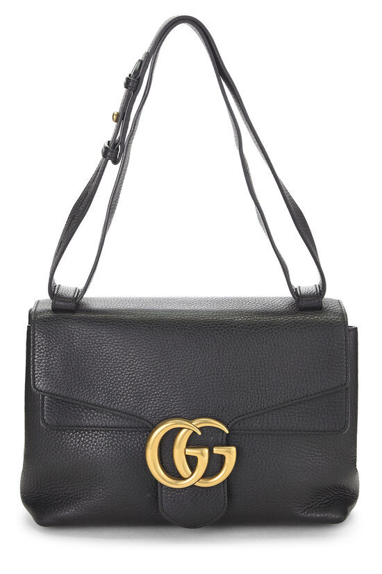 BLACK LEATHER GG MARMONT SHOULDER BAG