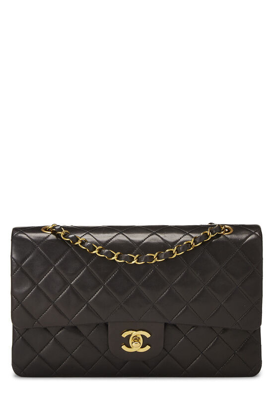 BLACK QUILTED LAMBSKIN CLASSIC DOUBLE FLAP MEDIUM